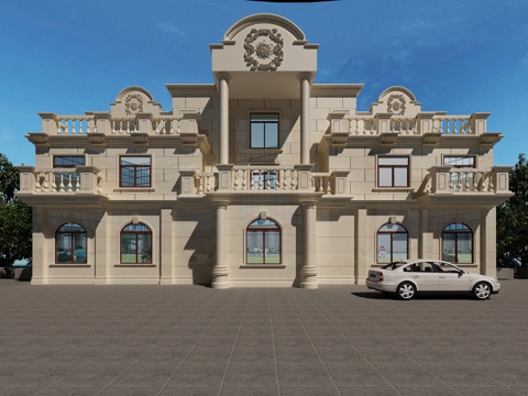  欧式门头别墅构件车3d模型 