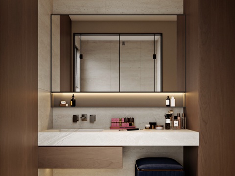  现代风格家居卫生间3d模型 