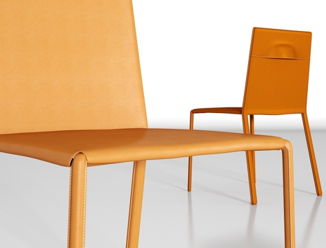  现代简区休闲皮革单椅组合3d模型3d模型 