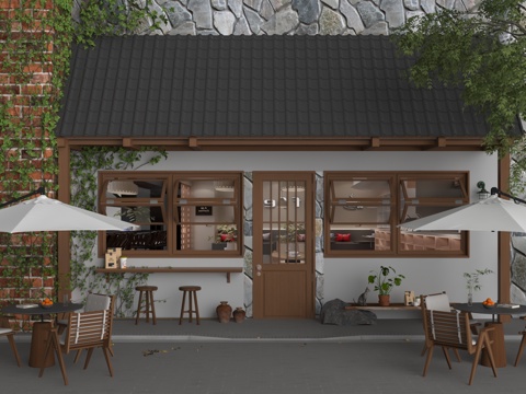  现代门头3d模型 