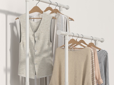  现代衣架 衣服3d模型 