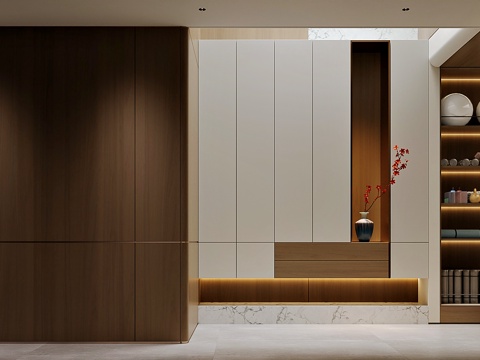  中古风别墅地下室入户 健身区 楼梯间3d模型 