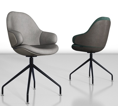  现代金属皮革单椅组合3d模型 