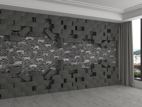  现代背景墙3d模型 