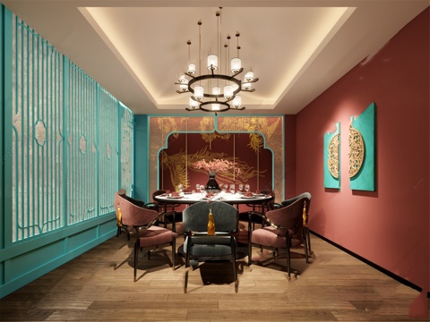 特色火锅店 串串店 最新全套施工图 效果图合集cad施工图