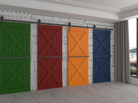  现代推拉门3d模型 