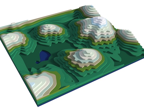  山体 渐变山体 美陈山 切片山 渐变装置 现代美陈3d模型 