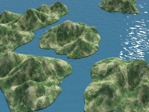  海岛 小岛 群山山脉 山体 山地 公园景观 地形 山地公园3d模型 