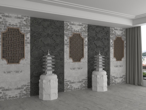  现代背景墙3d模型 