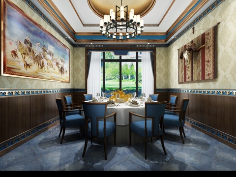  蒙藏风格包厢3d模型 