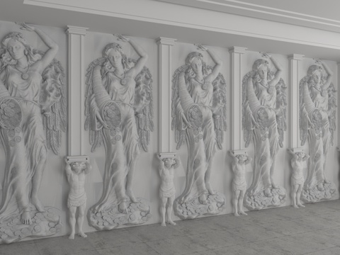  现代背景墙3d模型 