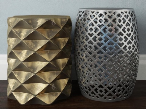 现代奢华金属装饰凳客厅摆件 轻奢几何镂空家居工艺品 金属创意客厅装饰品免费3d模型