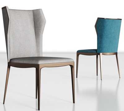  现代金属布艺单椅组合3d模型 