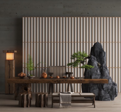  现代茶室3d模型 