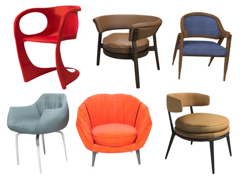  后现代轻奢休闲椅组合3d模型 