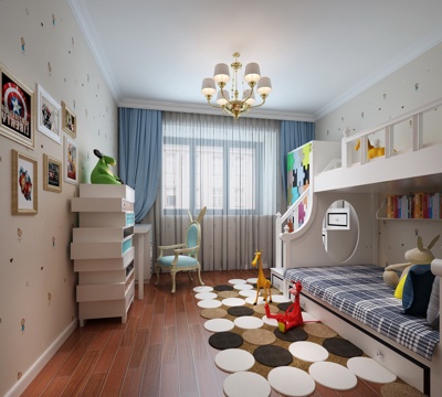  现代儿童房 男孩房 女孩房3d模型 