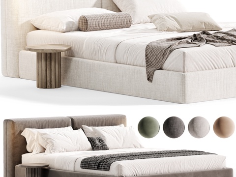  现代双人床3d模型 