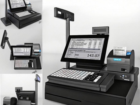 POS收银机 电子支付系统 商用高效零售设备 多功能收银解决方案 现代收银终端免费3d模型