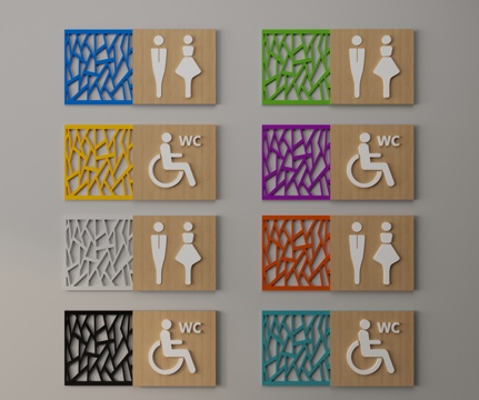  现代卫生间指示牌3d模型 