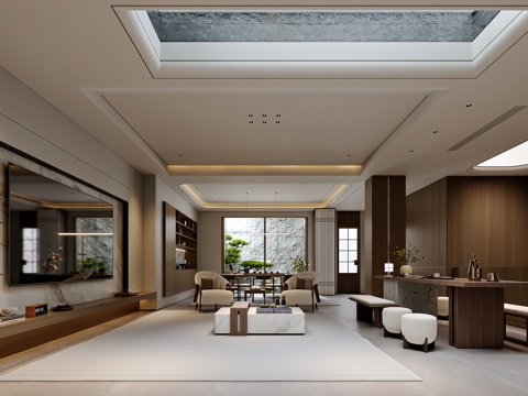  中古风家居会客厅 茶室3d模型 