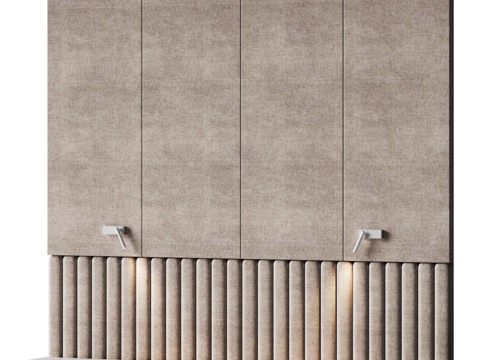  卧室软包装饰墙板3d模型 