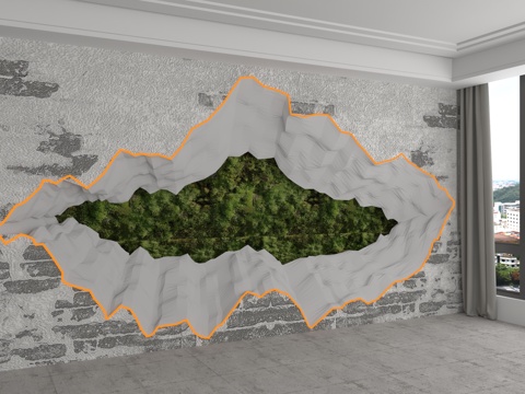  现代背景墙3d模型 