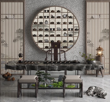  现代茶室3d模型 