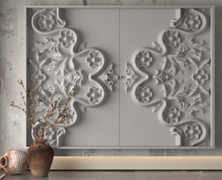  现代浮雕墙3d模型 