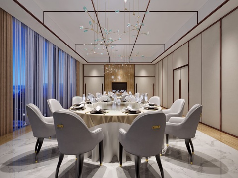  现代餐饮包厢3d模型 