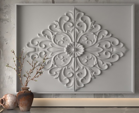  现代浮雕墙3d模型 