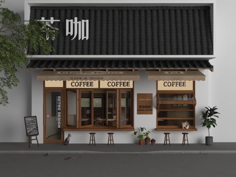  现代门头3d模型 