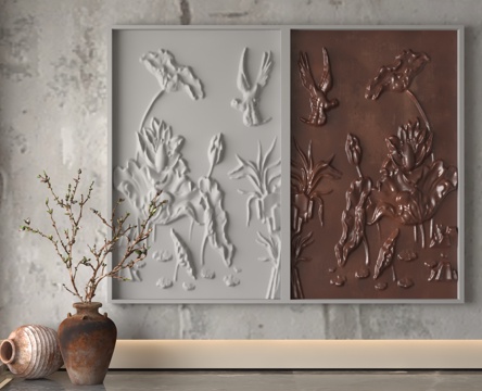  现代浮雕墙3d模型 