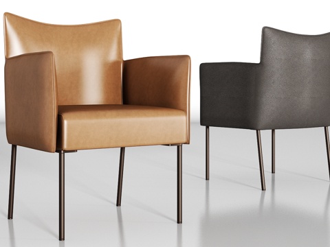  现代金属皮革单椅组合3d模型 