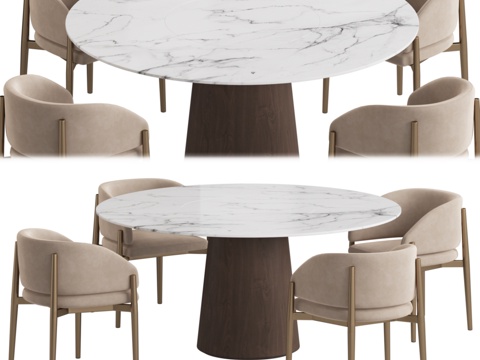  波罗Materic餐桌Frank餐椅套装3d模型 