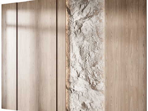  墙面3D石木饰板113d模型 