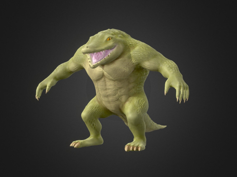  皮革头鳄鱼3d模型 
