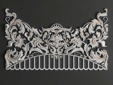 欧式复古雕花装饰板 3D立体墙面艺术 巴洛克风格家居装饰免费3d模型