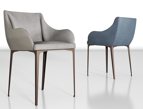  现代金属布艺单椅组合3d模型 