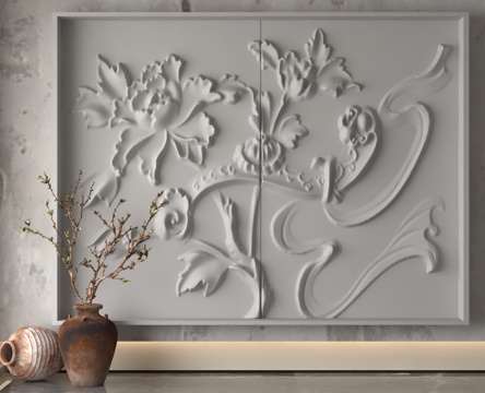  现代浮雕墙3d模型 