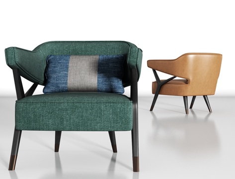  现代金属布艺单人沙发组合3d模型 