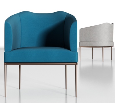  现代金属布艺单椅组合3d模型 