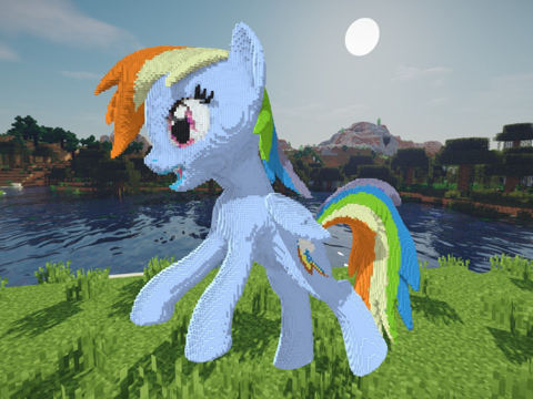  我的世界彩虹小马建造示意图3d模型 