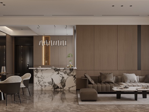  现代意式客餐厅3d模型 