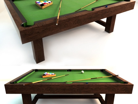  陶艺谷台球桌 - 灰洗色3d模型 