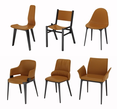  现代北欧单椅休闲椅组合3d模型 