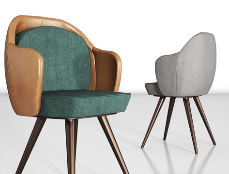  现代金属皮革单椅组合3d模型 