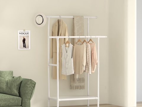  现代衣架 衣帽架 衣服3d模型 