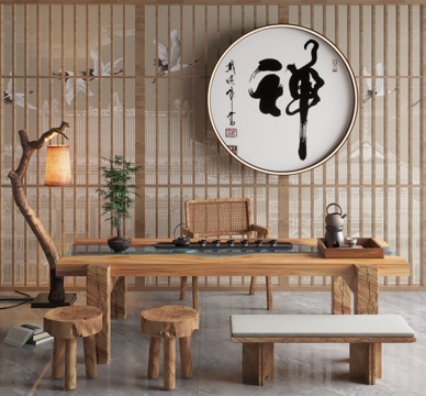  现代茶室3d模型 