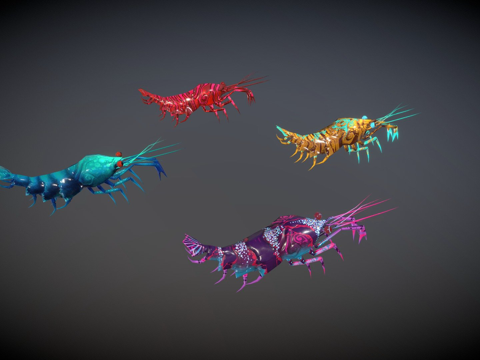  PBR水族虾3d模型 