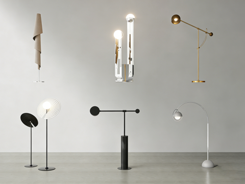 现代简约设计师灯具 落地灯壁灯台灯 金属玻璃材质su模型